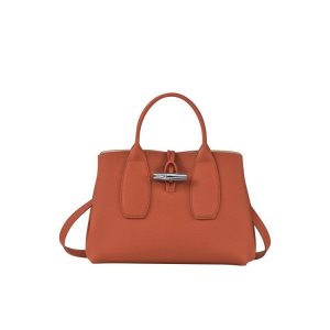 Borse A Mano Longchamp M Pelle Rosse Scuro | 07592-MWNG