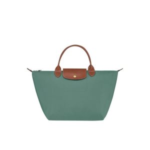 Borse A Mano Longchamp M Recycled canvas Grigie Verdi | 14562-EDUL