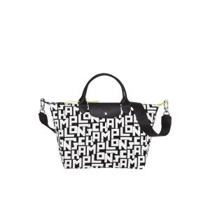 Borse A Mano Longchamp M Tela Nere Bianche | 59314-MRFL