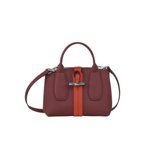Borse A Mano Longchamp S Pelle Bordeaux Arancioni | 04795-DANV