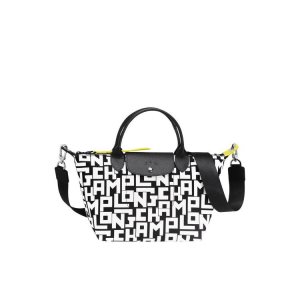 Borse A Mano Longchamp S Tela Nere Bianche | 46307-BAJO