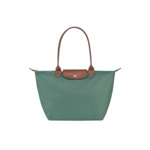 Borse A Tracolla Longchamp L Recycled canvas Grigie Verdi | 62901-LYGD