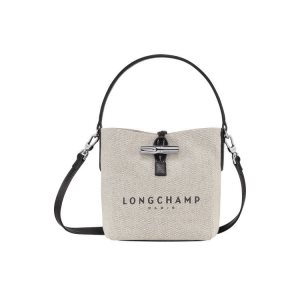 Borse Crossbody Longchamp Bucket S Ecru Tela Beige | 40239-KWBF