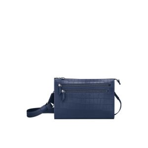 Borse Crossbody Longchamp Pelle Blu Marino | 03824-UCFD