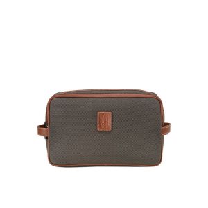 Borse Da Toilette Longchamp Tela Marroni | 47586-IGFW