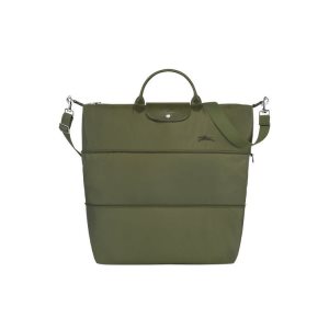 Borse Da Viaggio Longchamp Expandable Forest Recycled canvas Verdi | 45789-OGQY