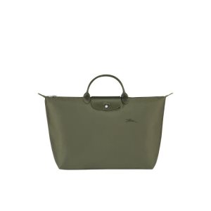 Borse Da Viaggio Longchamp L Forest Recycled canvas Verdi | 78064-AMHE