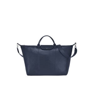 Borse Da Viaggio Longchamp L Pelle Blu Marino | 23906-SCZG