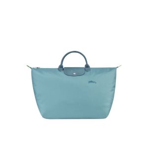 Borse Da Viaggio Longchamp L Thunderstorm Recycled canvas Blu | 01294-YNIX