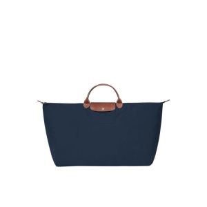 Borse Da Viaggio Longchamp Xl Recycled canvas Blu Marino | 92178-QUBX