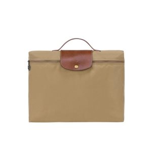 New Longchamp Briefcase S Desert Recycled canvas Khaki | 31207-ICPF