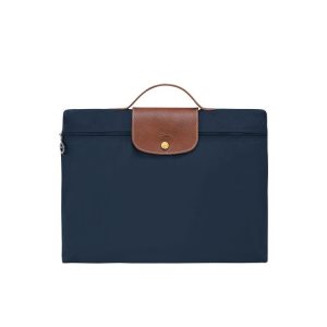 New Longchamp Briefcase S Recycled canvas Blu Marino | 61409-ANZX