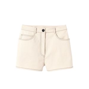 Pantaloni Longchamp Shorts Ecru Cotone Beige | 87549-TFUX