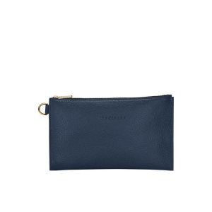 Pochette Longchamp Pouch Pelle Blu Marino | 84312-KPIE