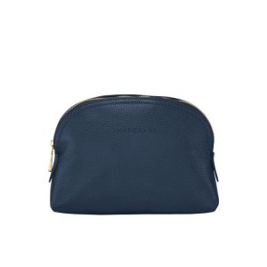 Pochette Longchamp Pouch Pelle Blu Marino | 92107-VNDI
