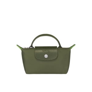 Pochette Longchamp Pouch With Forest Recycled canvas Verdi | 43875-XUIS