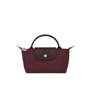 Pochette Longchamp Pouch With Recycled canvas Bordeaux | 62748-BNVM