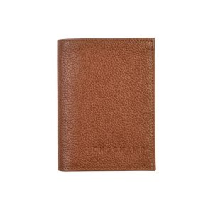 Portacarte Longchamp Card Caramel Pelle Marroni | 31594-THVI