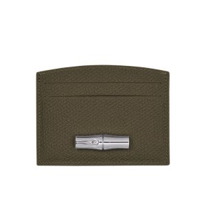 Portacarte Longchamp Card Pelle Khaki | 87431-UYDA