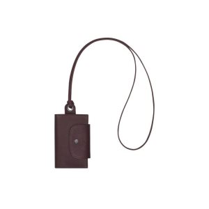 Portacarte Longchamp Card With Necklace Pelle Bordeaux | 01672-PHGD