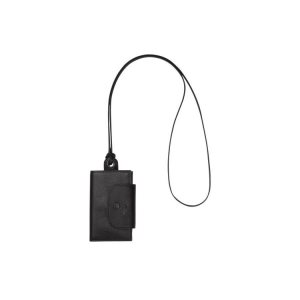 Portacarte Longchamp Card With Necklace Pelle Nere | 06347-RMBQ