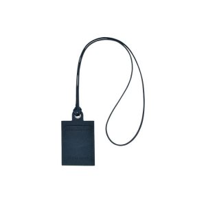 Portacarte Longchamp Card With Necklace Pelle Blu Marino | 12957-OECY