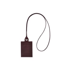 Portacarte Longchamp Card With Necklace Pelle Bordeaux | 27094-PUBC