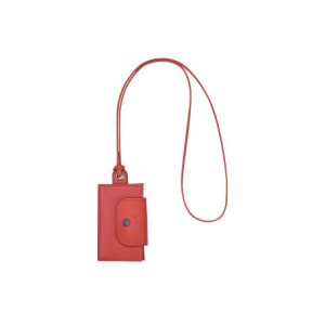 Portacarte Longchamp Card With Necklace Terracotta Pelle Arancioni | 79203-JPQY