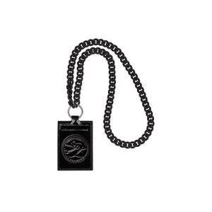 Portacarte Longchamp Card With Necklace Pelle Nere | 82157-QTFN