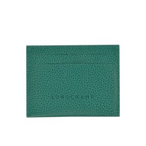 Portacarte Longchamp Pelle Grigie Verdi | 63189-TDWP