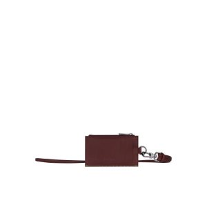 Portacarte Longchamp With Necklace Pelle Rosse | 42569-HQTV
