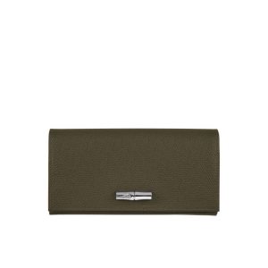 Portafogli Longchamp Long Continental Pelle Khaki | 57130-NHLI
