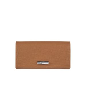 Portafogli Longchamp Long Continental Pelle Beige | 79036-KXQH