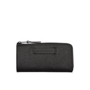 Portafogli Longchamp Long With Zip Around Pelle Nere | 50214-HGYT