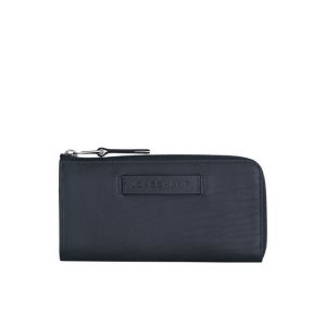 Portafogli Longchamp Long With Zip Around Pelle Blu | 80375-LZHJ