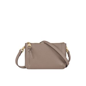 Portafoglio Con Cerniera Longchamp Pouch Pelle Grigie Marroni | 91582-MFWA