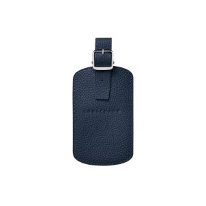 Travel Accessories Longchamp Luggage Tag Pelle Blu Marino | 36071-EHWN