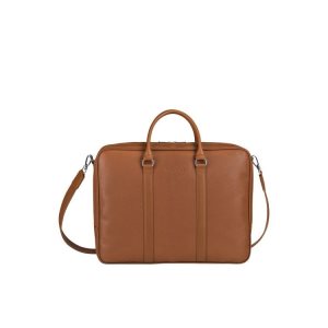 Valigie Longchamp Briefcase L Caramel Pelle Marroni | 70481-CLYE