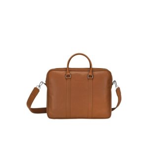 Valigie Longchamp Briefcase M Caramel Pelle Marroni | 89256-XDBH