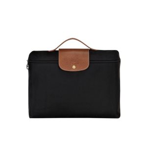 Valigie Longchamp Briefcase S Recycled canvas Nere | 04523-ORXJ